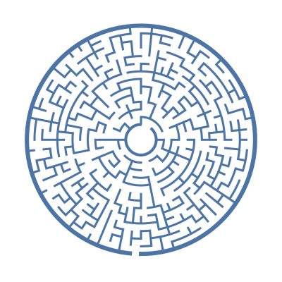 blue circular maze isolated on white background